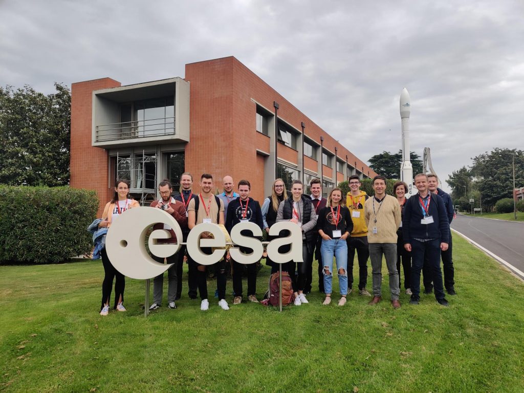 Participants in the excursion in the ESRIN campus with the host, Dr. Francesco Sarti